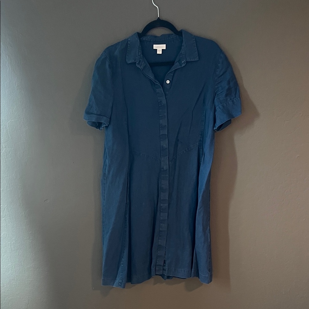 J. Jill Deep Blue Casual Linen Down dress